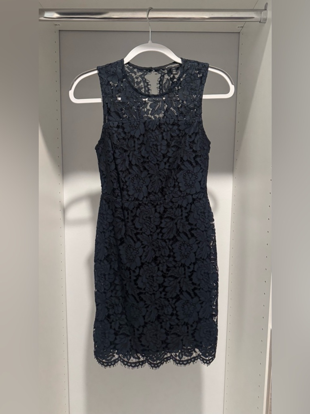 Banana Republic Navy Sleeveless Lace Sheath Dress 00 Petite